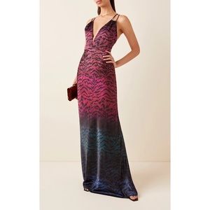 SALONI Pink to Blue Ombre Tiger-Print Maxi Dress